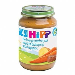Hipp Βρεφικό Γεύμα Βοδινό με Πατάτες & Καρότα Βιολογικής Καλλιέργειας 4m+ 190gr